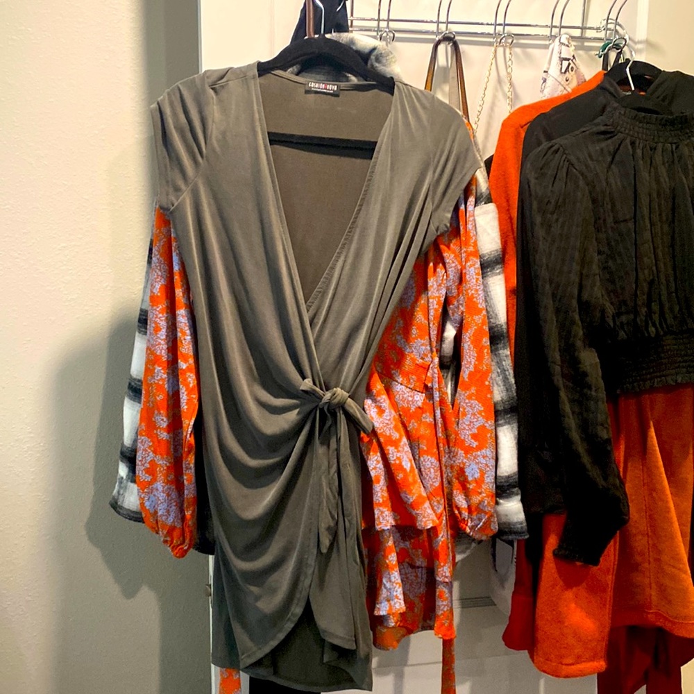 Fashion Nova wrap dress-olive green worn once